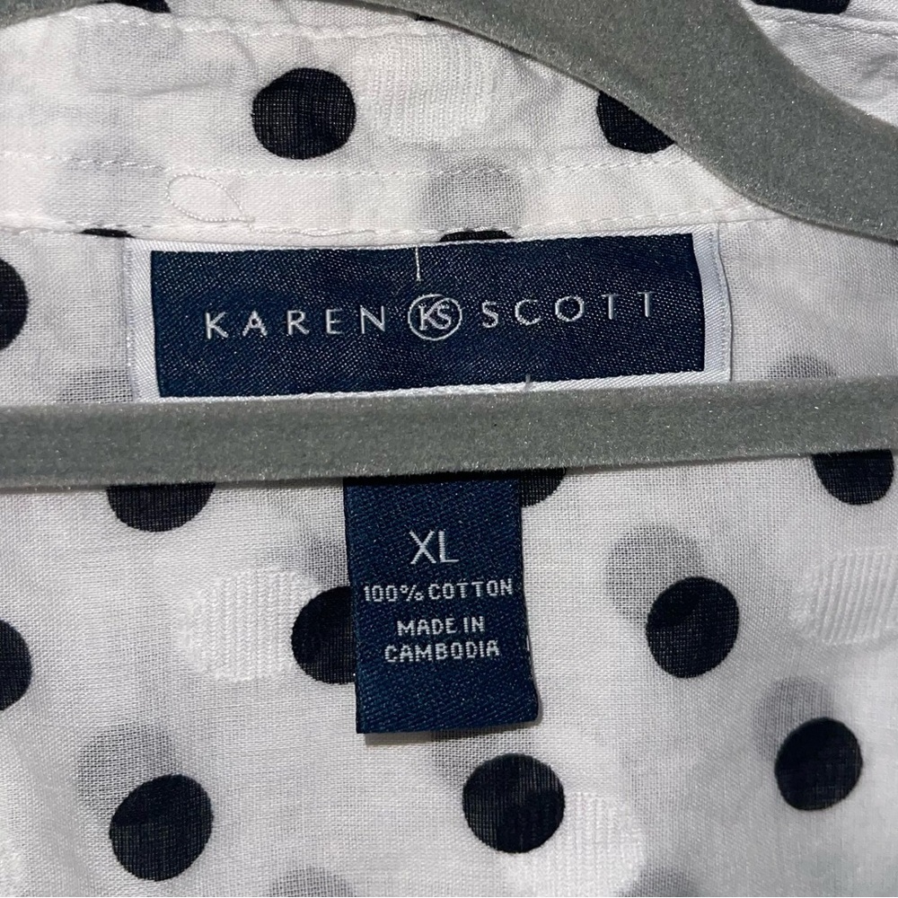 Karen Scott Polka Dot Button Down Shirt - Picture 6 of 6